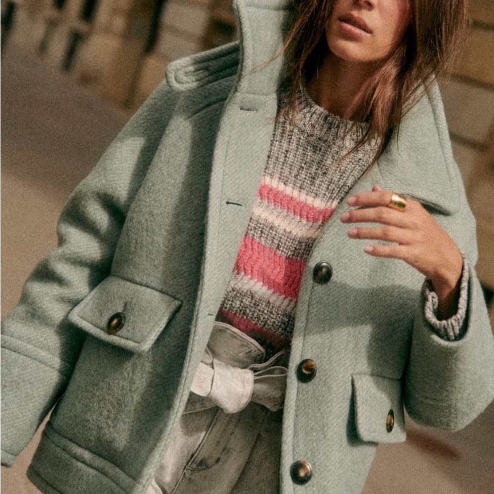 Sezane Mint Green Pea Coat